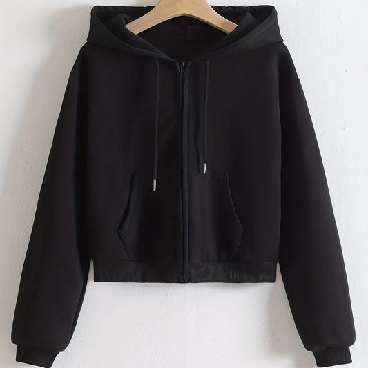 Women's Zip Up Crop Hoodie with Pocket