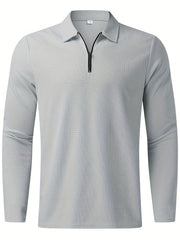 Waffle Pattern Sweatshirt Men's V Neck Pullover for Autumn Winter