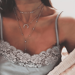 Bohemian Style Moon Golden Multilayer Necklace