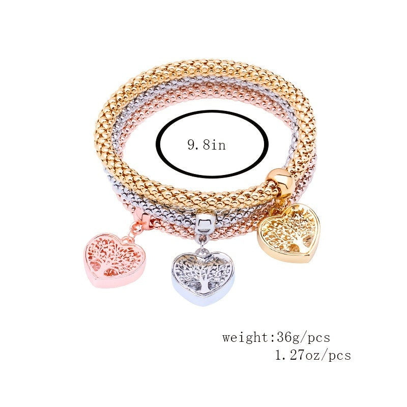 Multi-layer Silver Rose Chain Bracelet Set for Women