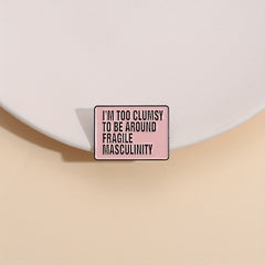 Enamel Pink Letter Pattern Brooch Metal Badge Lapel Pin