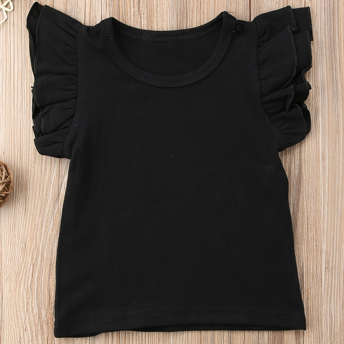 Baby Girls Ruffled Sleeveless T-shirt Crew Neck Basic Tee for Summer