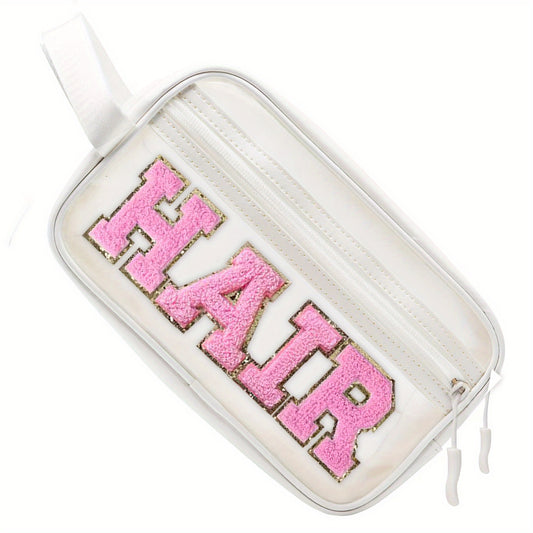 Transparent Preppy Patch Makeup Bag Cosmetic Pouch for Travel and Beach