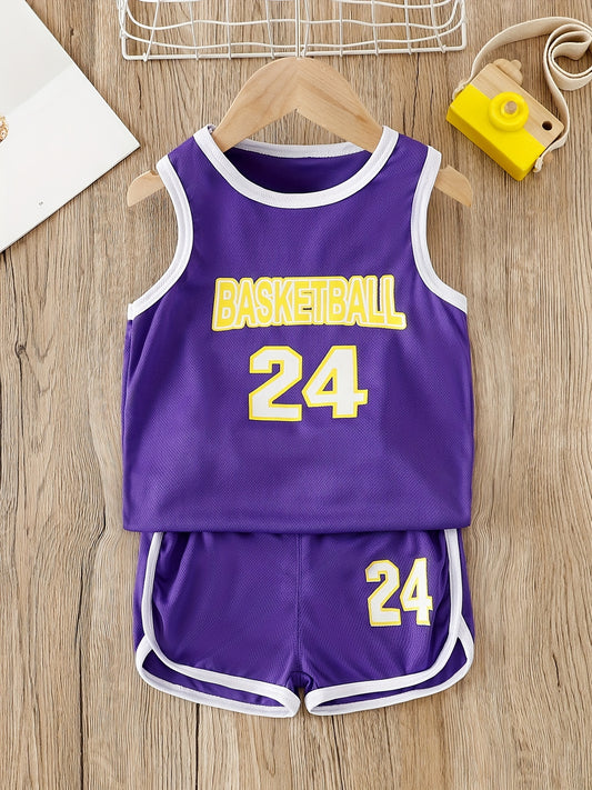 Boy's Basketball Suit No. 24 Tank Top & Shorts Set