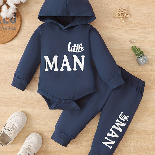 Hooded Long Sleeved Bodysuit Trousers Set for Baby Boy