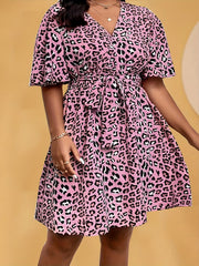  Leopard Print Mini Dress With Belt