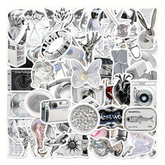 66pcs Silvery Item Stickers Laptop Mobile Phone Case Decals