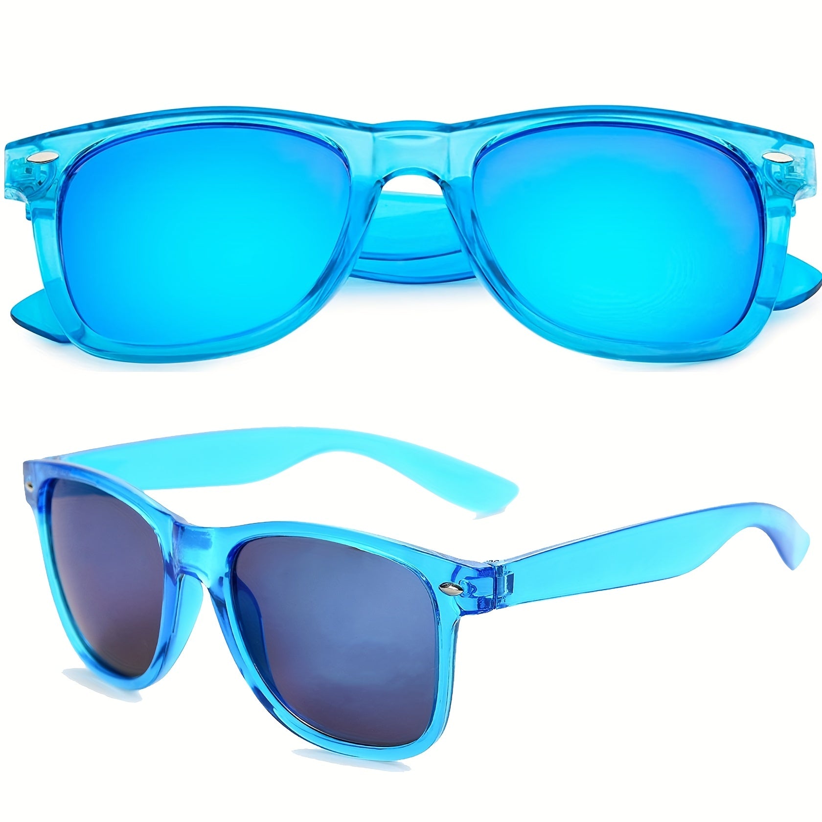 Translucent Frame Colorful Mirror Sunglasses UV Protection for Men