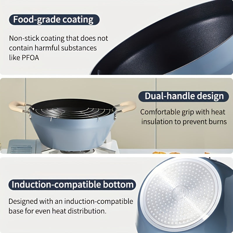 9.45%22 Nonstick Frying Pan with Draining Rack & Glass Lid