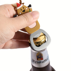 5pcs Festive Magnetic Bottle Openers Santa, Snowman, Reindeer, Christmas Tree