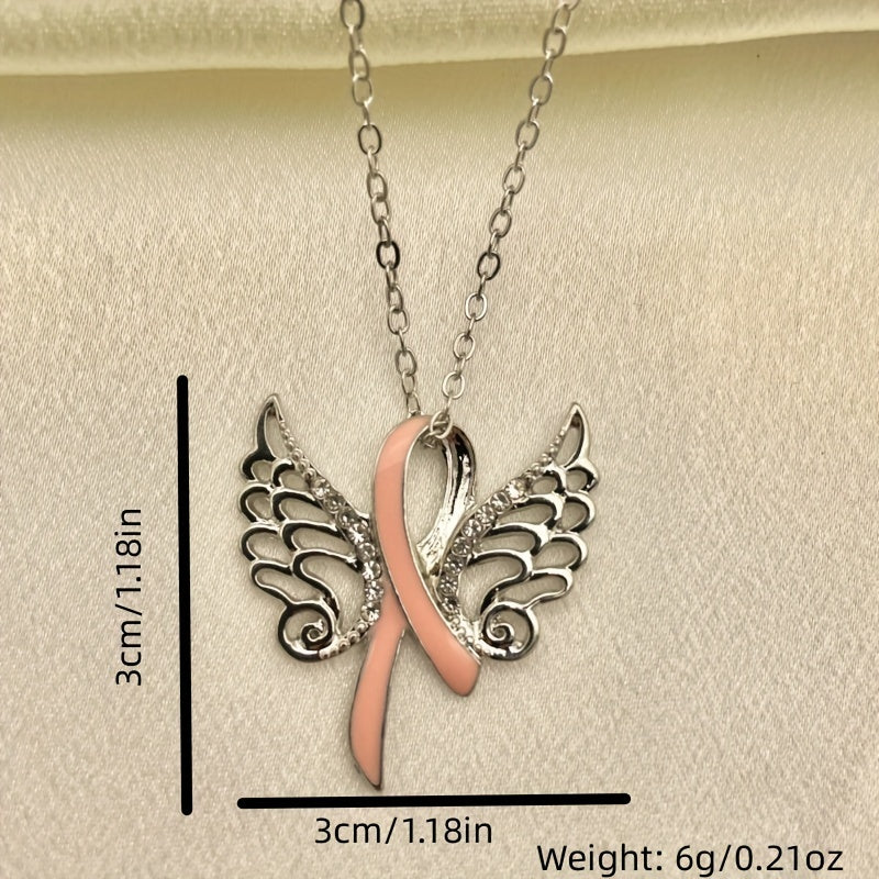Rhinestone Wings Knot Pendant Necklace for Girls