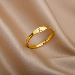 Golden & Platinum Stainless Steel Men's 26 Letters Carved Ring