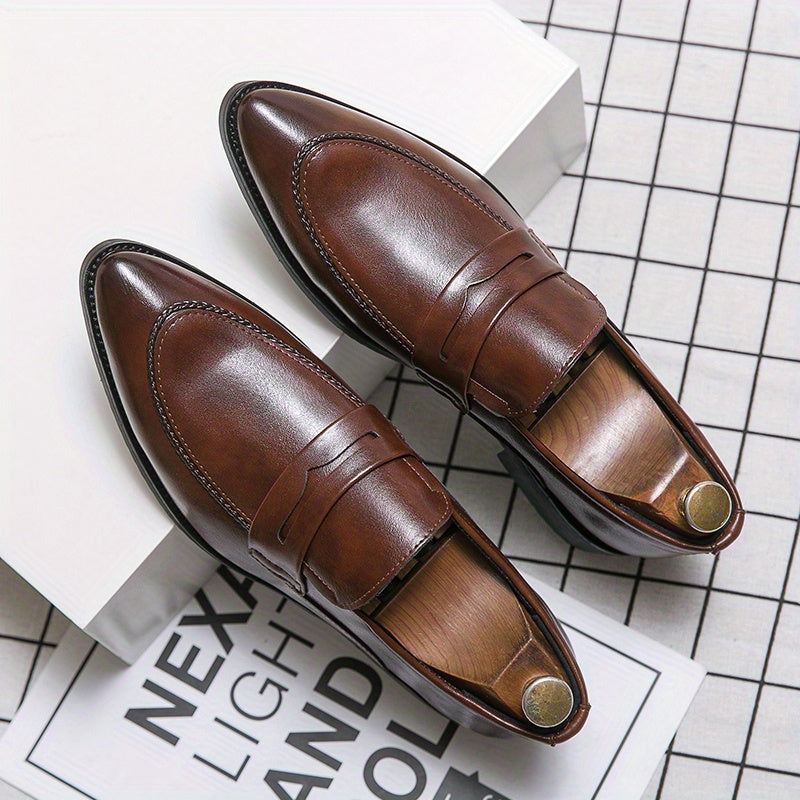 Men's Formal Dress Shoes Slip On Pointed Toe Low Top Classic