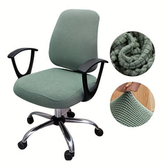 2pcs Set Stretch Jacquard Chair Covers Solid Color Office Dining Chair Cover