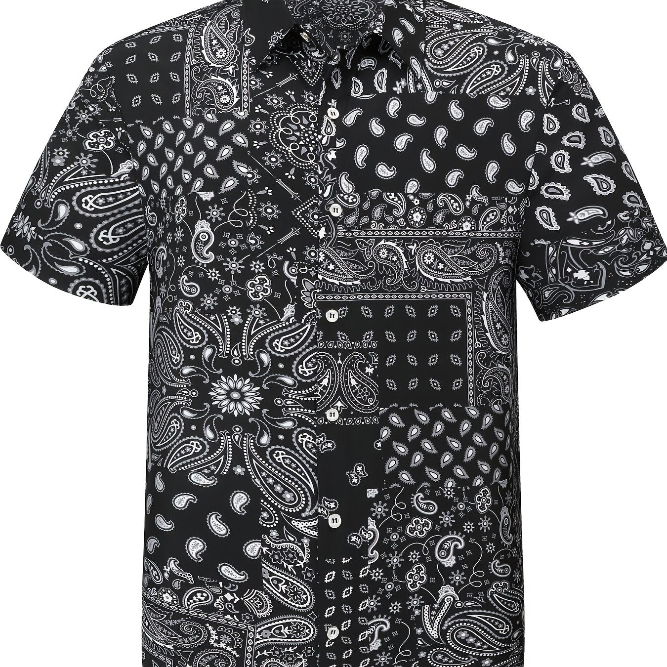Paisley Pattern Hawaiian Shirt Men's Casual Button Up Short Sleeve