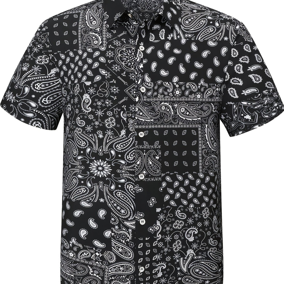 Paisley Pattern Hawaiian Shirt Men's Casual Button Up Short Sleeve