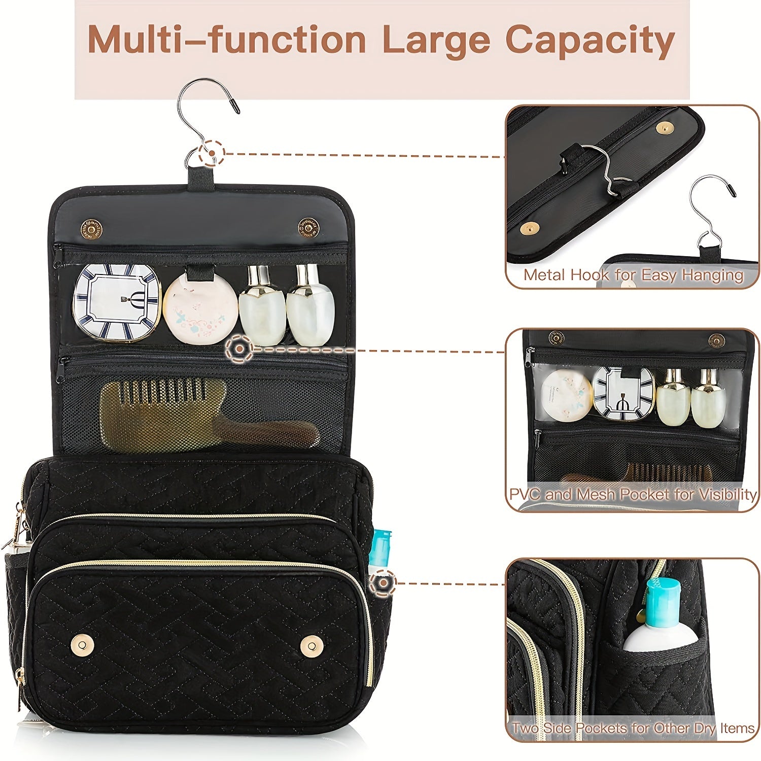 Women's Travel Toiletry Bag Makeup Organizer Waterproof Dopp Kit