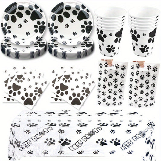Dog Paw Prints Party Supplies Set