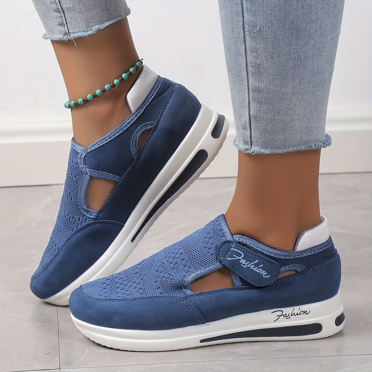 Women's Mesh Slip-On Platform Sneakers Thick Sole Casual Running Shoe