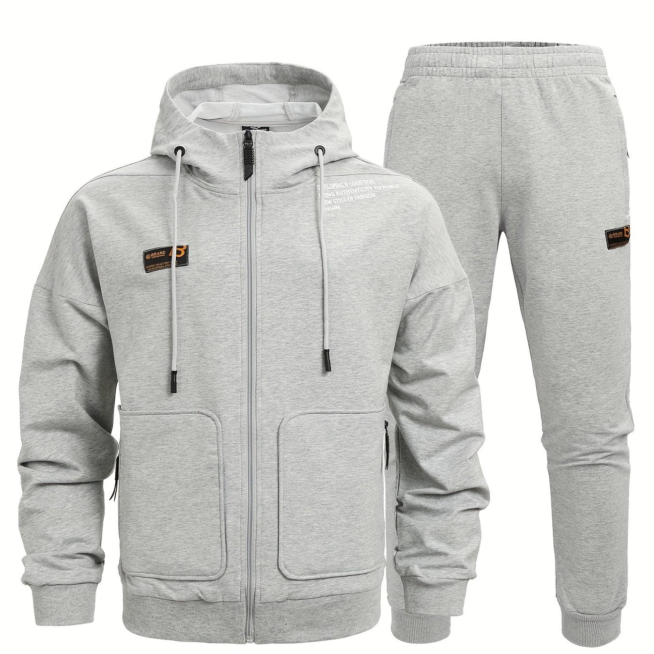 Men's Zip Up Hooded Jacket & Stretch Joggers Set