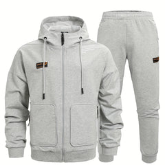 Men's Zip Up Hooded Jacket & Stretch Joggers Set