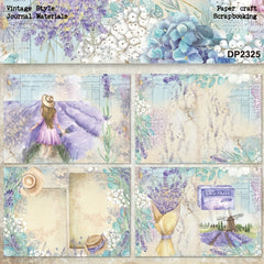 16pcs Lavender Pattern Romantic Summer DIY Paper Craft Supplies For Gift