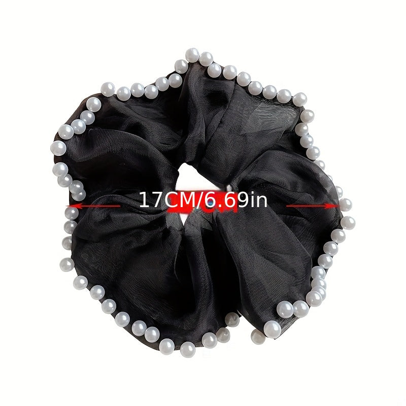 Organza Hair Tie Pearl Hair Rope Ponytail Holder