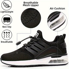 Men's Woven Knit Breathable Running Shoes Soft Sole Air Cushion Shoes