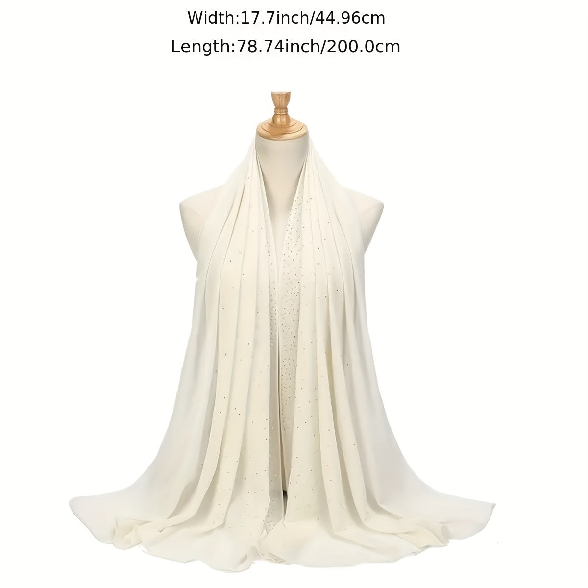 Rhinestone Decor Chiffon Shawl Solid Scarf Thin Breathable Shawl