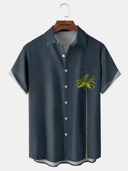 Coconut Tree Hawaiian Print Men's Casual Short Sleeve Shirt