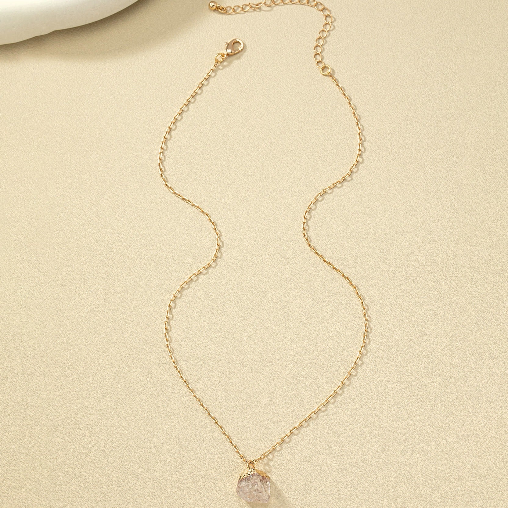 Irregular Crystal Stone Pendant Necklace 14k Plated Women's Necklace