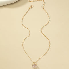 Irregular Crystal Stone Pendant Necklace 14k Plated Women's Necklace