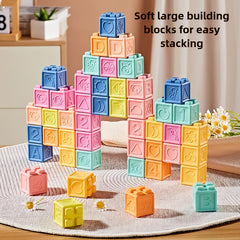Soft Rubber Building Blocks for Babies, Silicone Chew Toys
