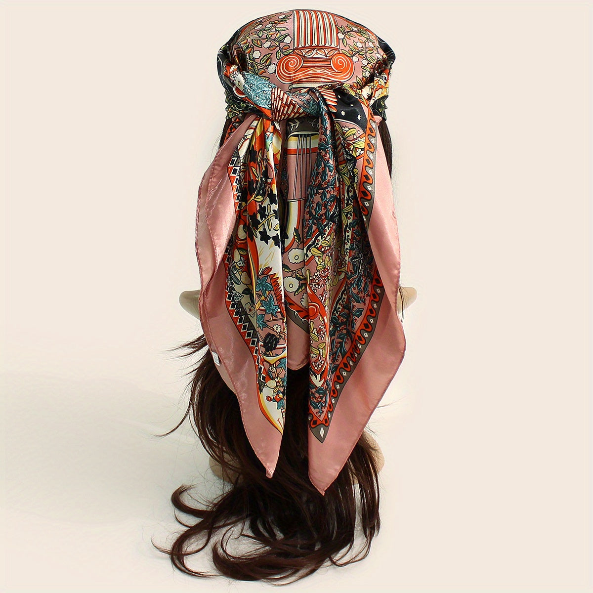 Lucky Tree Print Bandana Vintage Satin Shawl Silk Scarf For Women