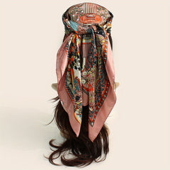 Lucky Tree Print Bandana Vintage Satin Shawl Silk Scarf For Women