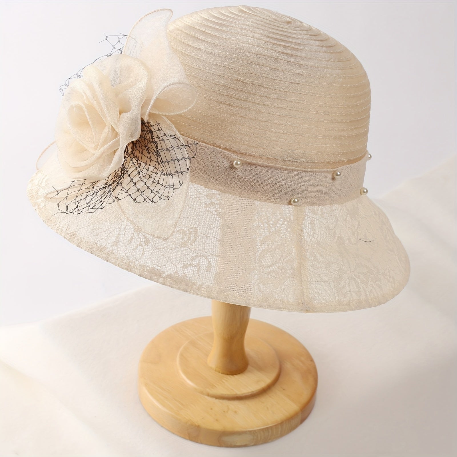 Mesh Breathable Bucket Hat Sunshade Flower Decor Hats For Women