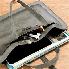 Business Document Bag Large Capacity Briefcase PU Leather Portable Storage