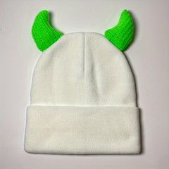 Y2K Solid Knitted Hat Halloween Hat Cow Horn Knitted Hat Unisex