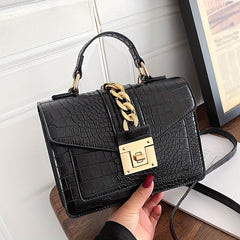 Crocodile Embossed Chain Crossbody Bag