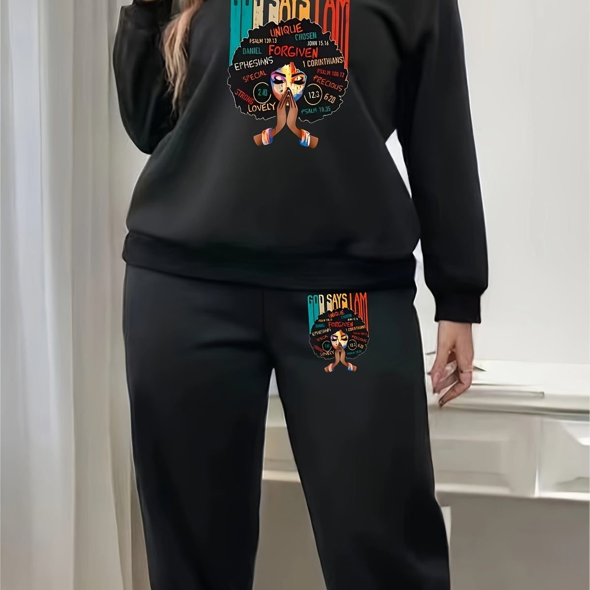  Cartoon Figure Long Sleeve Top & Joggers Set