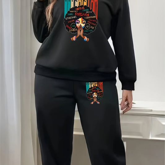  Cartoon Figure Long Sleeve Top & Joggers Set
