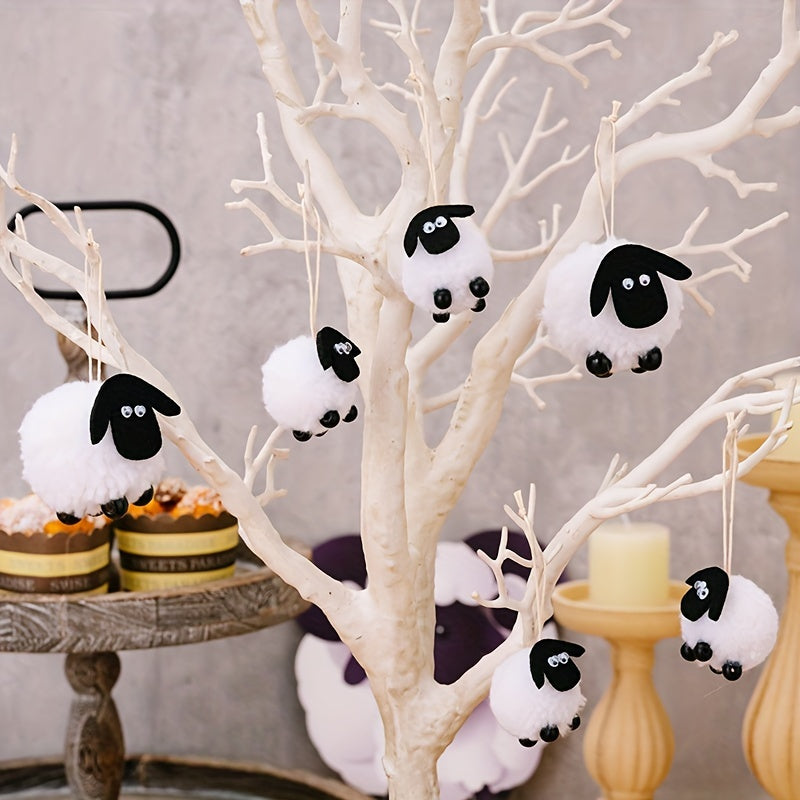 6pcs Lamb Decoration Pendant, 2 Large & 4 Small, Sheep Hanging Ornaments