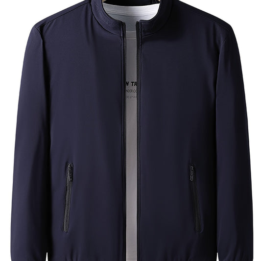 Men's Stand Collar Lightweight Windbreaker Full Zip Varsity Jackets