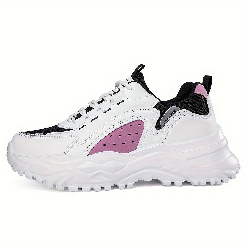 Women's Soft Sole Breathable Chunky Sneakers Lace-Up Casual Running Shoes