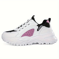 Women's Soft Sole Breathable Chunky Sneakers Lace-Up Casual Running Shoes