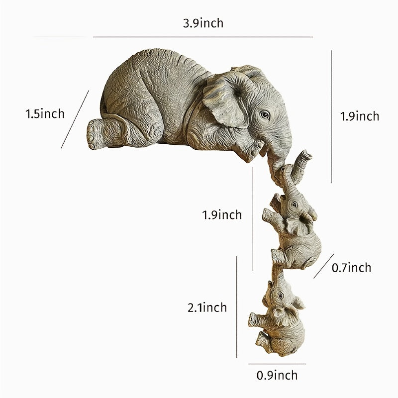 3pcs Elephant Sitter Figurines Resin Collections for Scene Decor