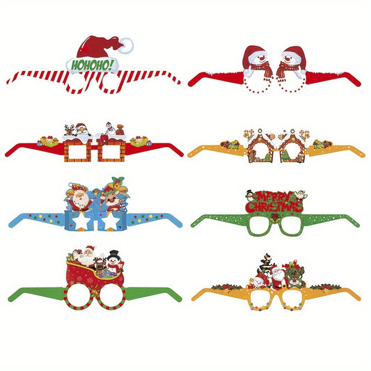 8pcs Christmas Paper Glasses Party Favors