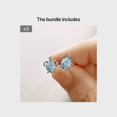 Sterling Silver Opal Turtle Stud Earrings Ocean Jewelry