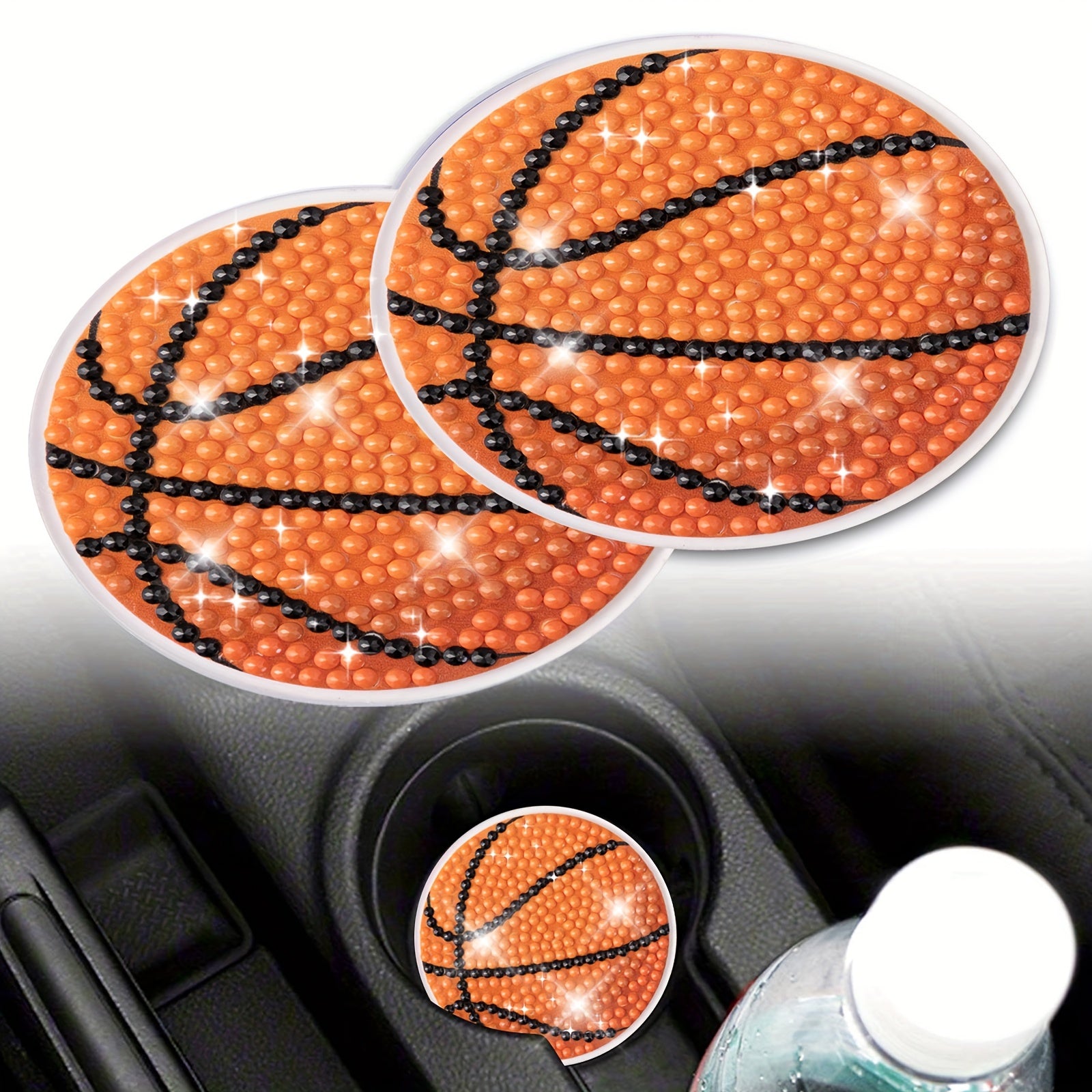 2pcs Basketball Coaster DIY Diamond Painting Car Coasters
