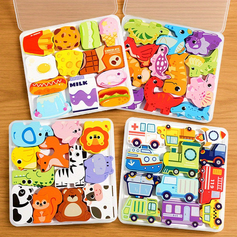 12pcs 3D Boxed Puzzle Kids Toys - Various Themes - Cognitive Matching Puzzle
